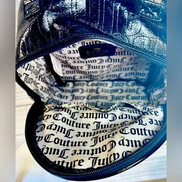 065- Juicy Couture Black Patten Leather Small Backpack - Picture 11 of 11